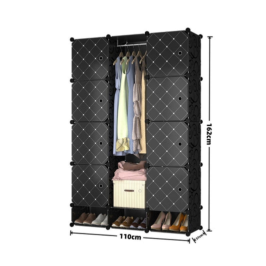 Dulap Modular, 8 Usi, Naimeed D7137, 162x110x37cm, Negru