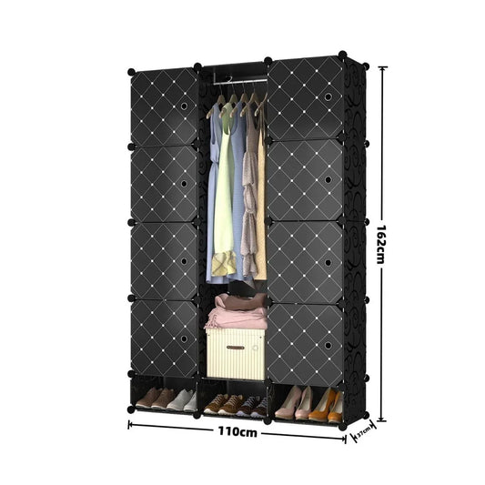 Dulap Modular, 8 Usi, Naimeed D7137, 162x110x37cm, Negru - 221.ro