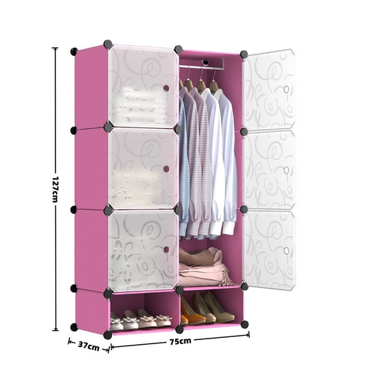 Dulap Modular, 6 Usi, Naimeed D7138, 127x75x37cm, Roz