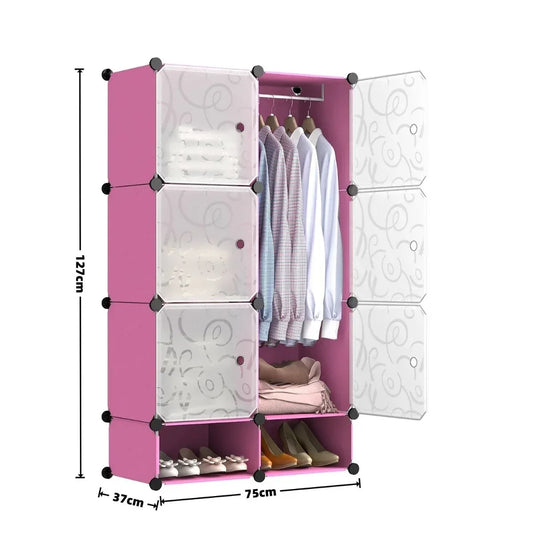 Dulap Modular, 6 Usi, Naimeed D7138, 127x75x37cm, Roz - 221.ro