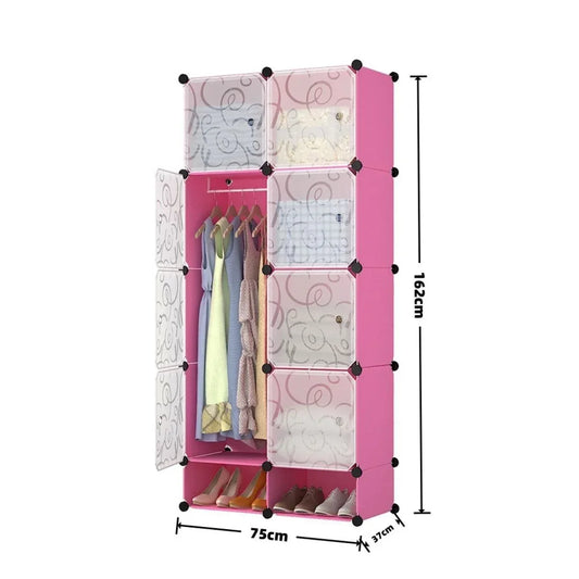 Dulap Modular, 8 Usi, Naimeed D7139, 162x75x37cm, Roz - 221.ro