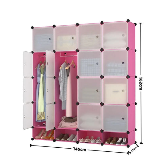 Dulap Modular, 16 Usi, Naimeed D7140, 162x145x37cm, Roz - 221.ro