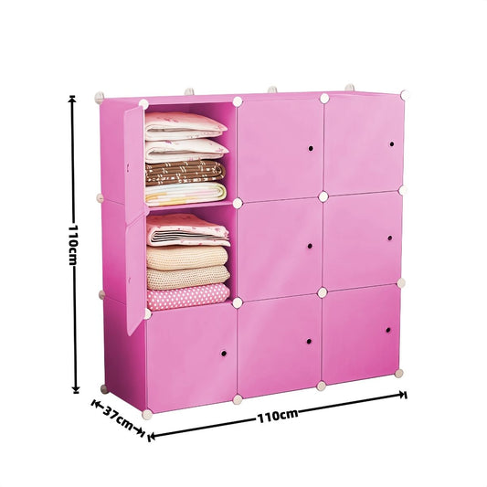 Dulap Modular, 9 Usi, Naimeed D7141, 110x110x37cm, Roz