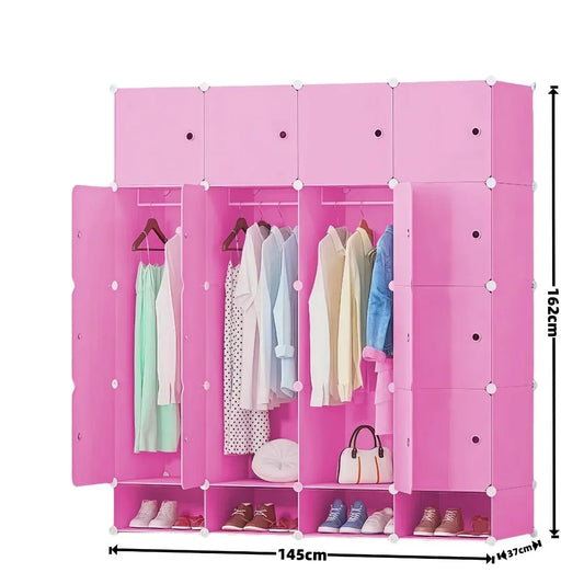Dulap Modular, 16 Usi, Naimeed D7142, 162x145x37cm, Roz - 221.ro
