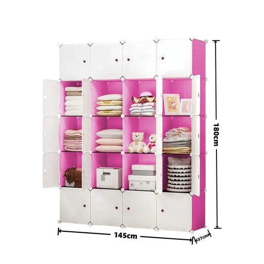 Dulap Modular, Naimeed, 20 Usi, D7143, 180x145x37cm, Roz - 221.ro