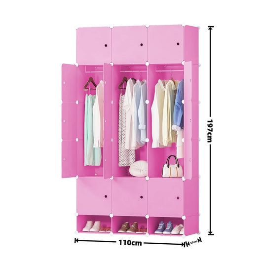 Dulap Modular, 15 Usi, Naimeed, D7144, 197x110x37cm, Roz