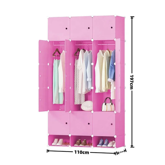 Dulap Modular, 15 Usi, Naimeed, D7144, 197x110x37cm, Roz - 221.ro