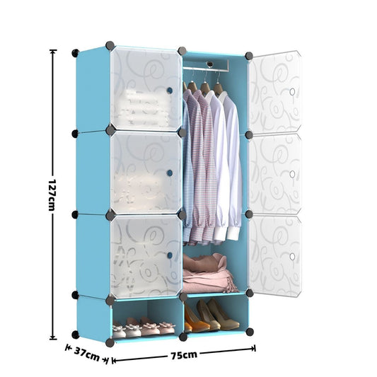 Dulap Modular, 6 Usi, Naimeed D7145, 127x75x37cm, Albastru