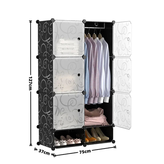 Dulap Modular, 6 Usi, Naimeed D7146, 127x75x37cm, Negru - 221.ro