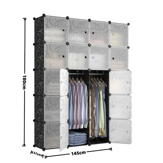 Dulap Modular, 20 Usi, Naimeed D7149, 110x110x37cm, Negru