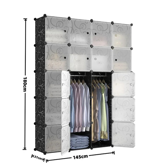 Dulap Modular, 20 Usi, Naimeed D7149, 180x145x37cm, Negru - 221.ro