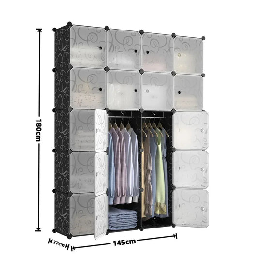 Dulap Modular, 20 Usi, Naimeed D7149, 180x145x37cm, Negru - 221.ro