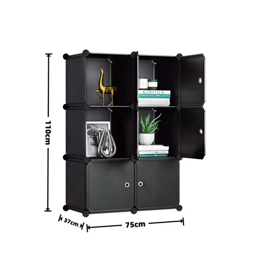 Dulap Modular, 6 Usi, Naimeed D7150, 110x110x37cm, Negru - 221.ro