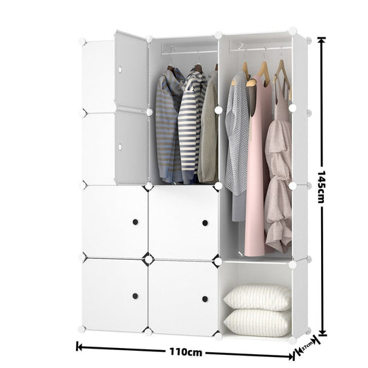 Dulap Modular, Naimeed 12 Usi, D7153, 145x110x37cm , Alb