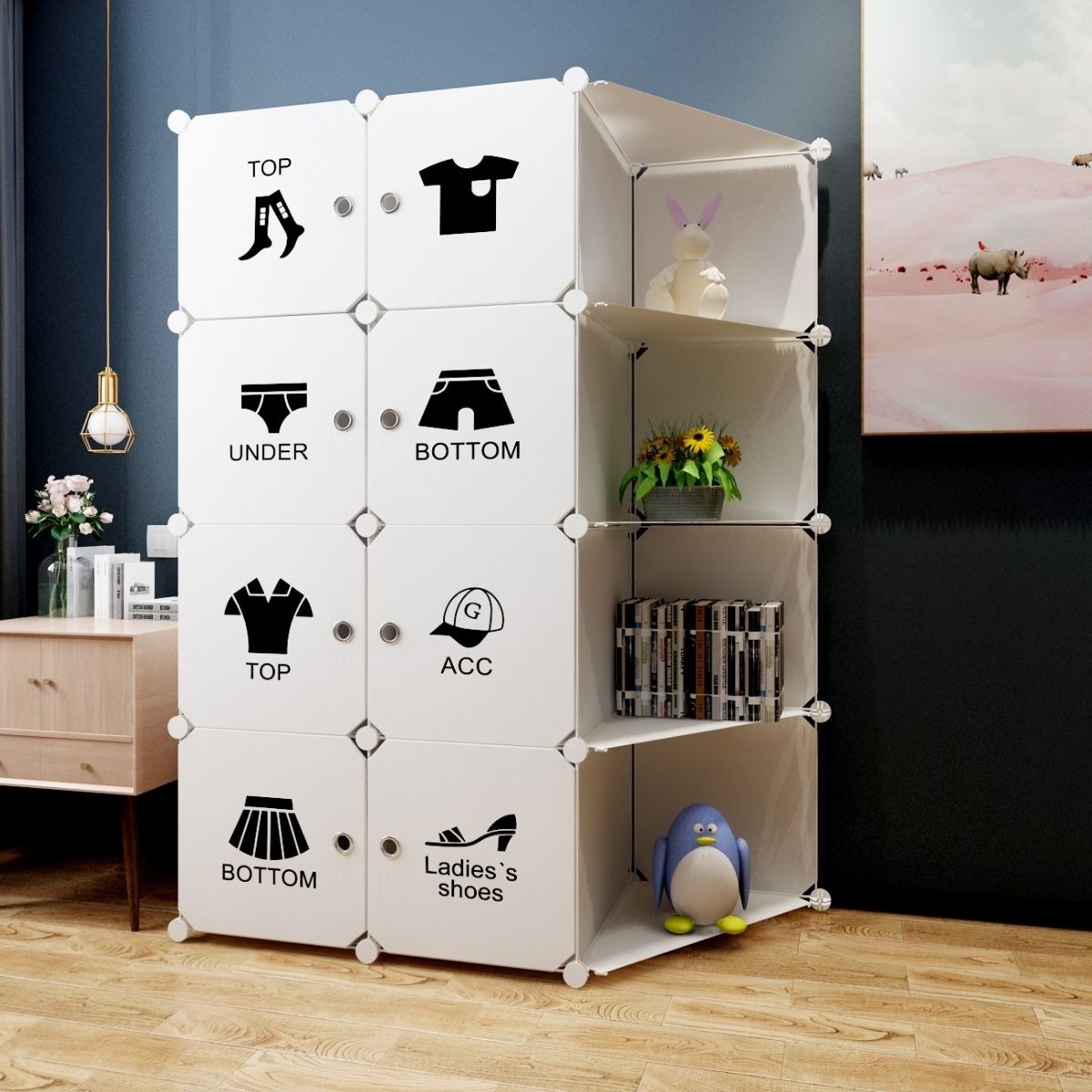 Dulap Modular, 8 Usi, Naimeed D7155, 145x110x37cm , Alb