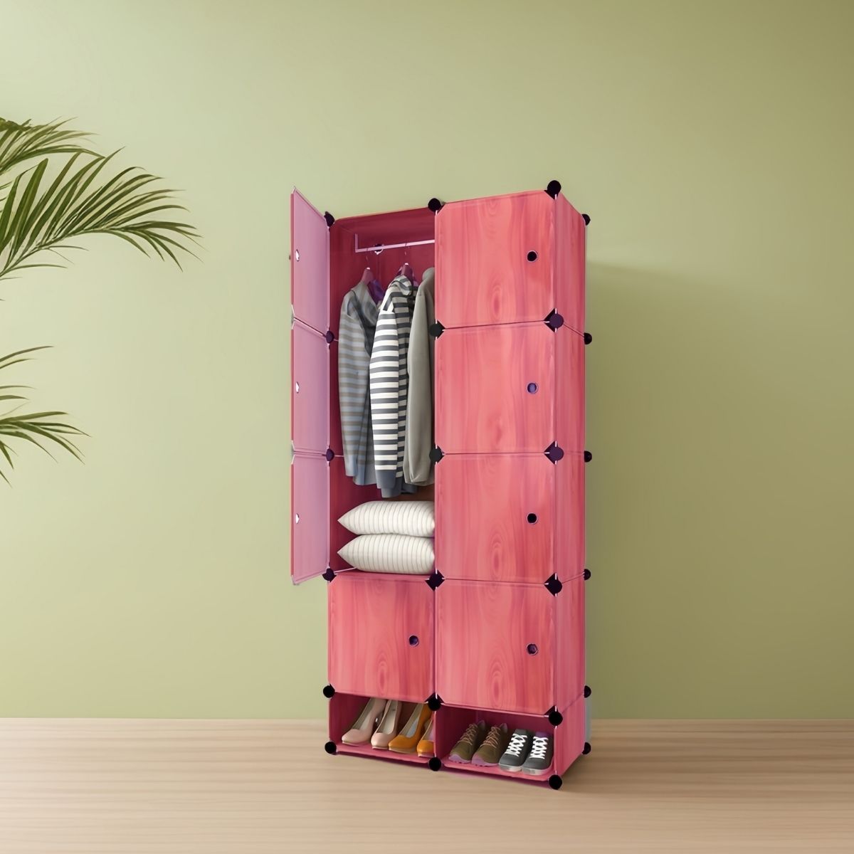 Dulap Modular, 8 Usi, Naimeed D7157, 162x75x37cm, Coral