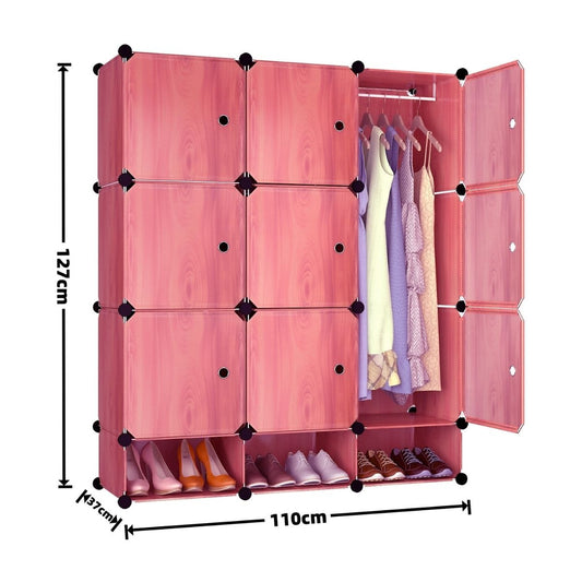 Dulap Modular, 9 Usi, Naimeed D7158, 127x110x37cm , Coral