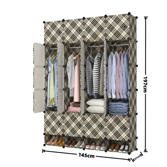 Dulap Modular, 20 Usi, Naimeed D7160, 197x145x37cm, Crem - 221.ro