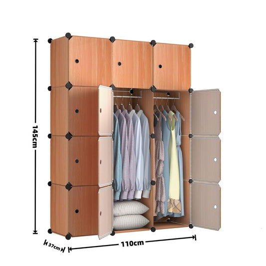 Dulap Modular, 12 Usi, Naimeed D7164, 145x110x37cm , Portocaliu