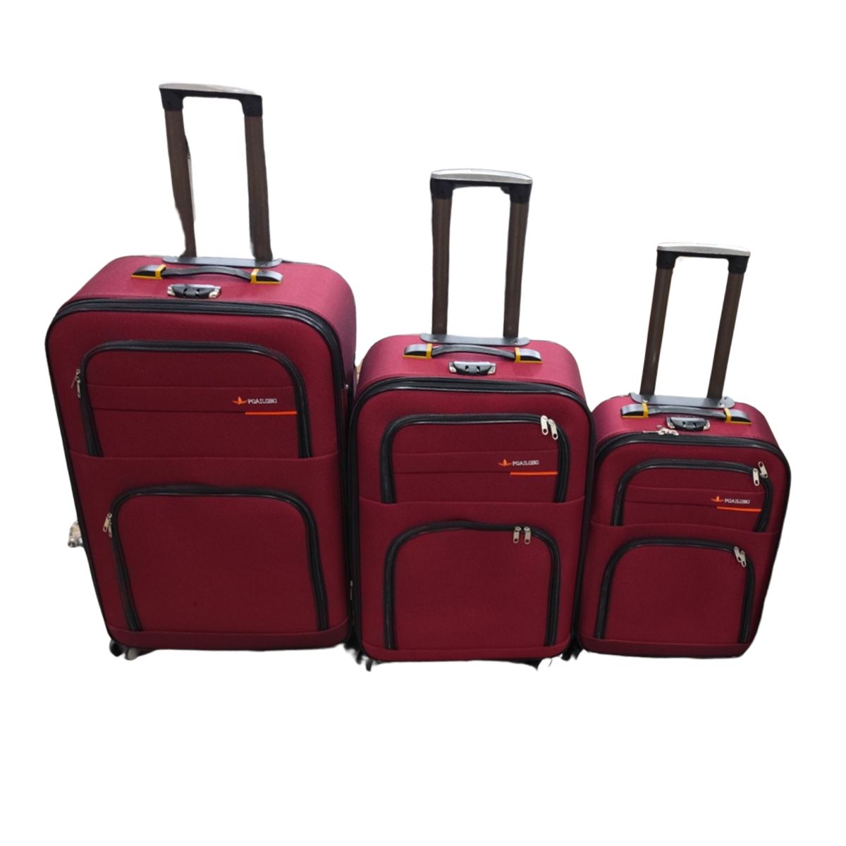 Troler voiaj, Mic, Naimeed D7175, 4 roti duble 360 grade, material textil, inchidere cifru, Rosu, 36x22x55cm