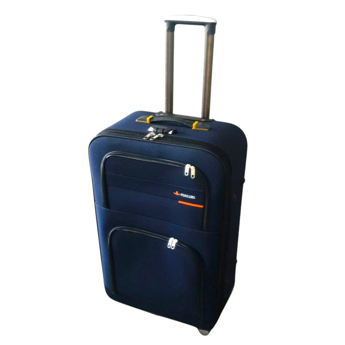 Troler voiaj, Mic, Naimeed D7176, 4 roti duble 360 grade, material textil, inchidere cifru, Albastru, 36x22x55cm
