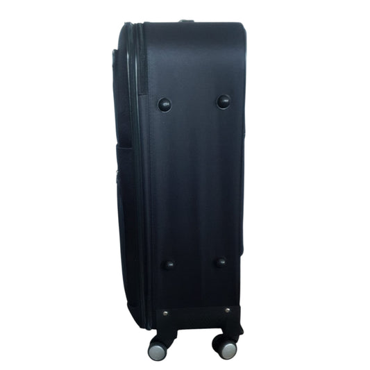 Troler voiaj, Mediu, Naimeed D7177, 4 roti duble 360 grade, material textil, inchidere cifru, Negru, 41x24x66cm