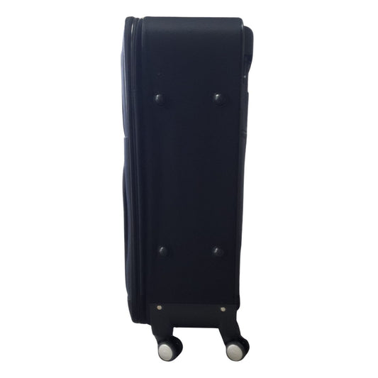 Troler voiaj, Mic, Naimeed D7178, 4 roti duble 360 grade, material textil, inchidere cifru, Negru, 36x22x55cm