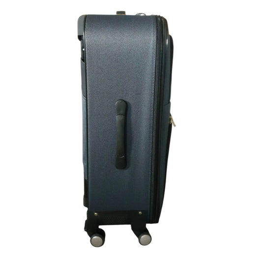 Troler voiaj, Mediu, Naimeed D7179, 4 roti duble 360 grade, material textil, inchidere cifru, Gri, 41x24x66cm