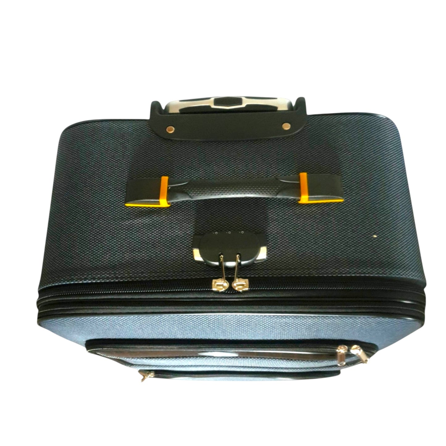 Troler voiaj, Mic, Naimeed D7179, 4 roti duble 360 grade, material textil, inchidere cifru, Gri, 36x22x55cm