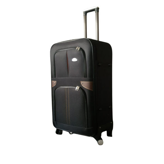 Troler voiaj, Mediu, Naimeed D7180, 4 roti duble 360 grade, material textil, inchidere cifru, Negru, 41x24x66cm