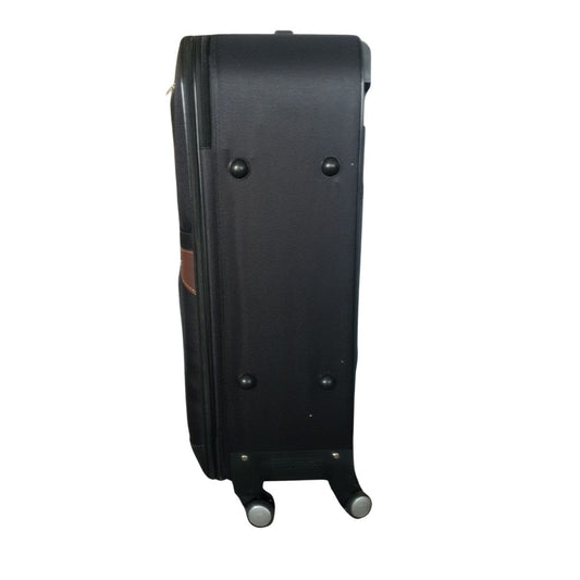 Troler voiaj, Mare, Naimeed D7180, 4 roti duble 360 grade, material textil, inchidere cifru, Negru, 45x28x75cm