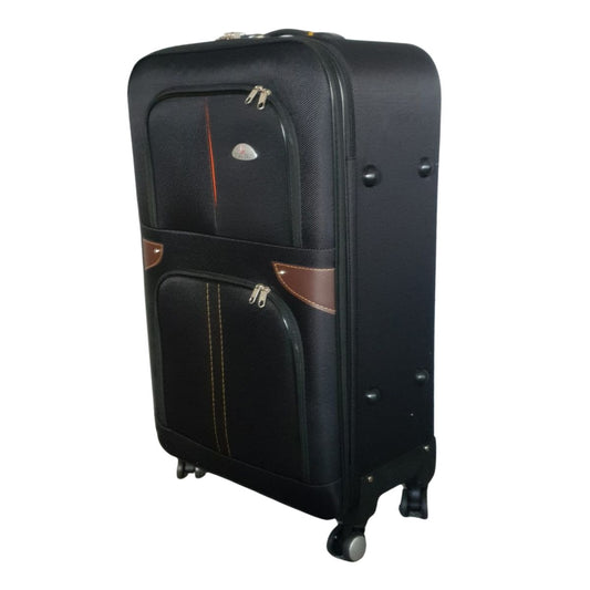 Troler voiaj, Mic, Naimeed D7180, 4 roti duble 360 grade, material textil, inchidere cifru, Negru, 36x22x55cm