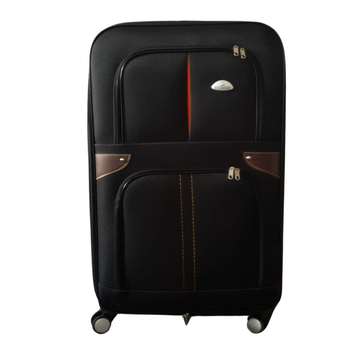 Troler voiaj, Mic, Naimeed D7180, 4 roti duble 360 grade, material textil, inchidere cifru, Negru, 36x22x55cm