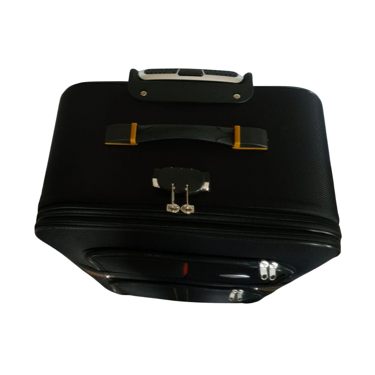 Troler voiaj, Mic, Naimeed D7180, 4 roti duble 360 grade, material textil, inchidere cifru, Negru, 36x22x55cm