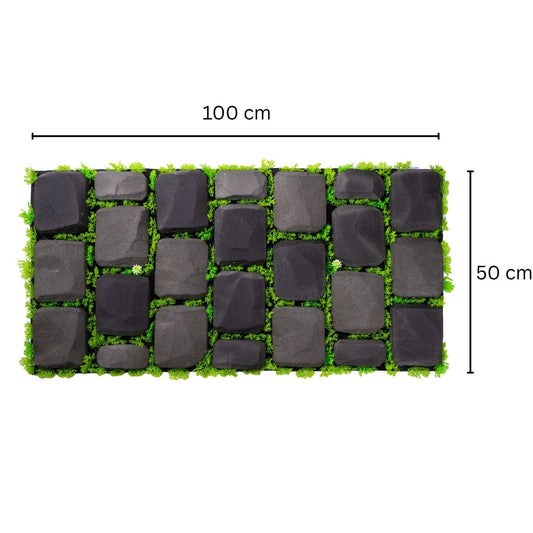 Panou din pietre artificiale, cu iarba, Naimeed D7195, 100x50 cm