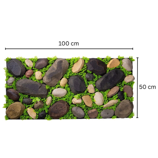 Panou din pietre artificiale, cu iarba, Naimeed D7196, 100x50 cm