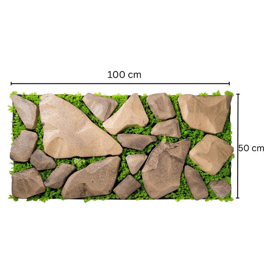 Panou din pietre artificiale, cu iarba, Naimeed D7197, 100x50 cm