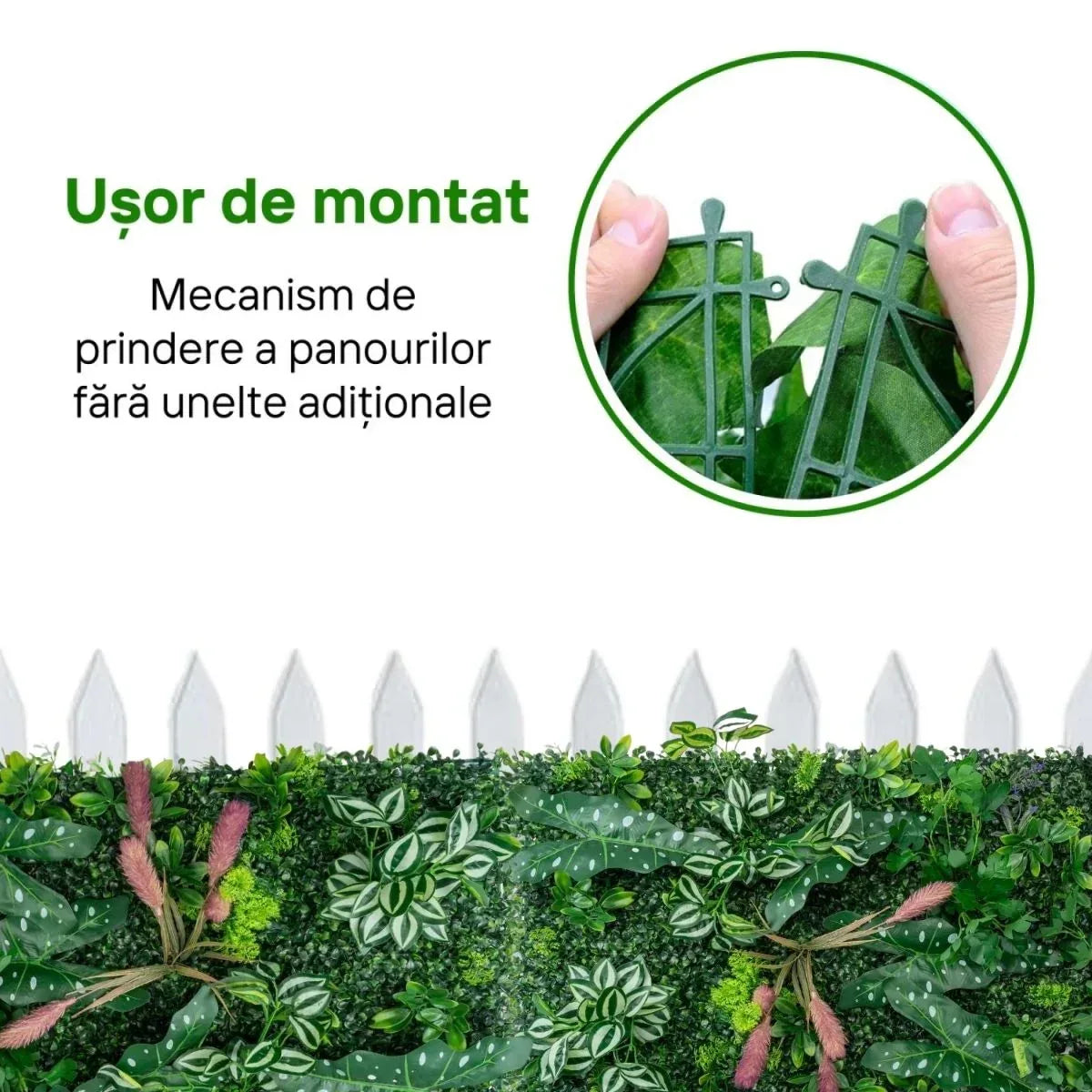 Panou din plante artificiale, cu frunze, Naimeed D7200, Verde, 100X50 cm - 221.ro