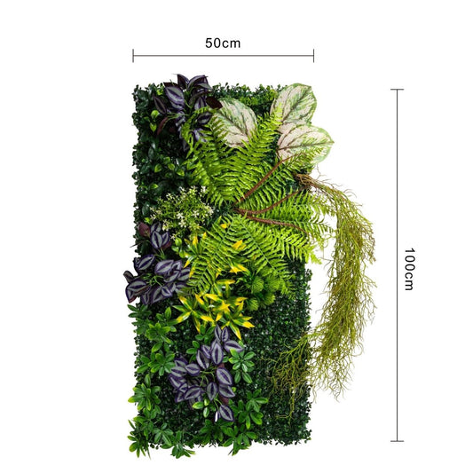 Panou din plante artificiale, cu frunze, Naimeed D7201, Verde, 100X50 cm