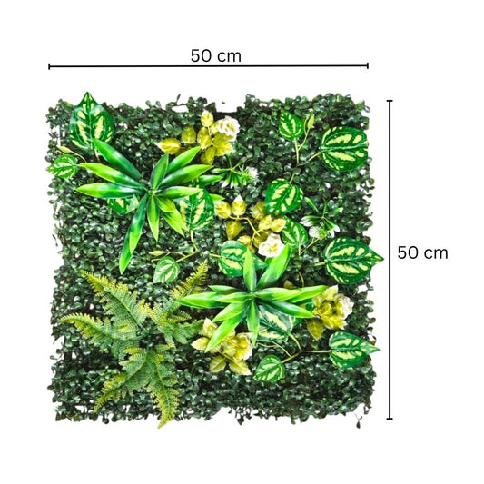 Panou din plante artificiale, cu frunze, Naimeed D7215, Verde, 50X50 cm