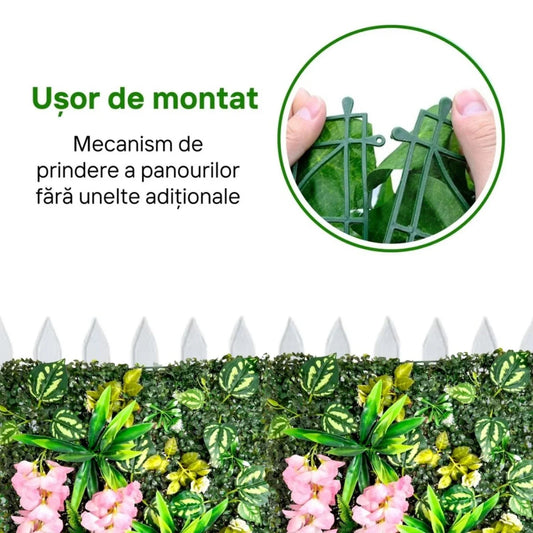 Panou din plante artificiale, cu frunze, Naimeed D7217, Verde, 50X50 cm - 221.ro