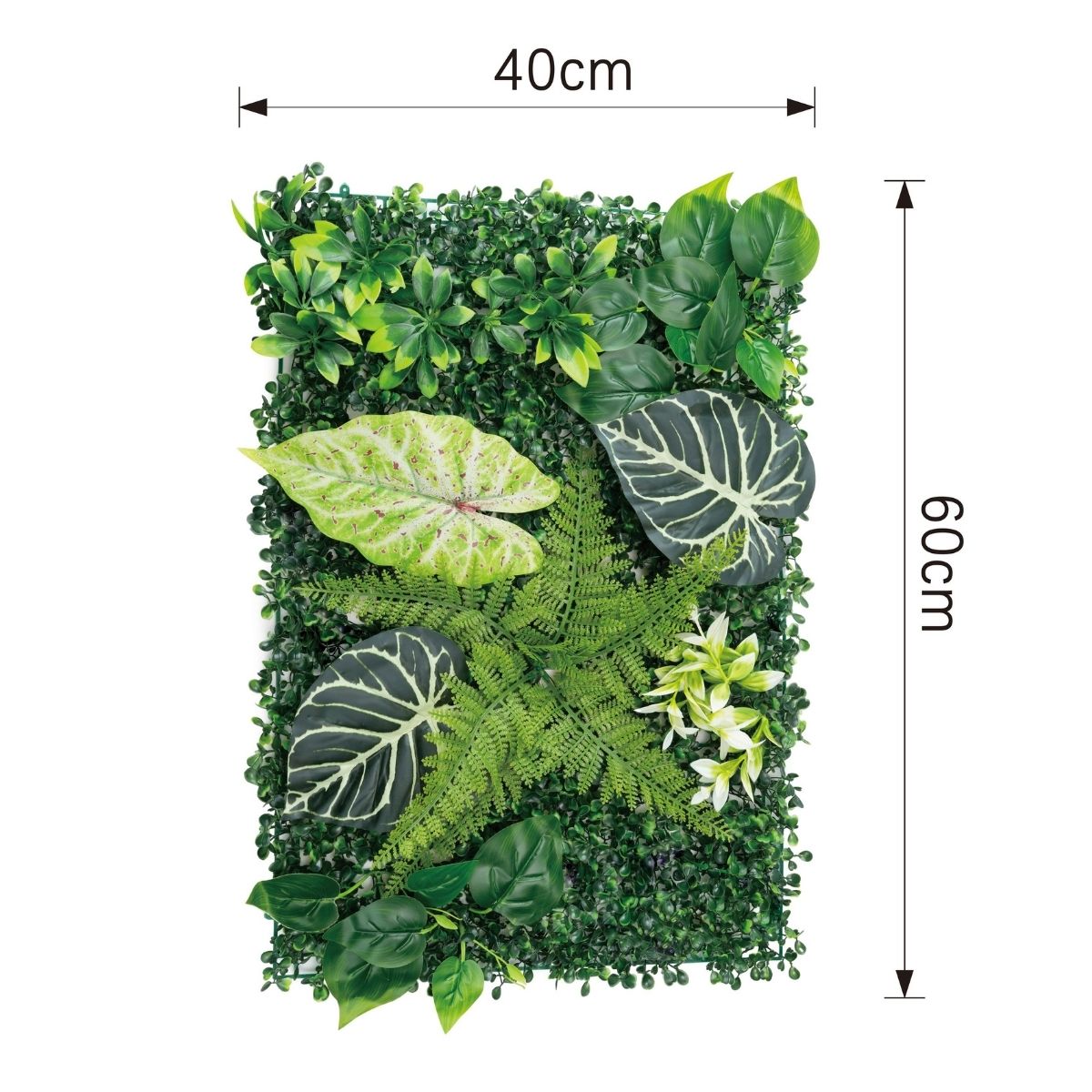 Panou din plante artificiale, cu frunze, Naimeed D7224, Verde, 40x60 cm