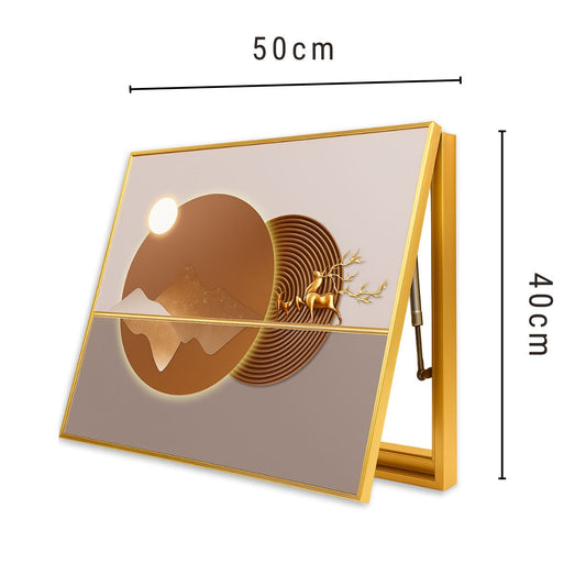 Capac tablou pentru contor electric, Naimeed D7227, mascare tablou electric, design modern si elegant, 40x50x3,8cm, rama aurie