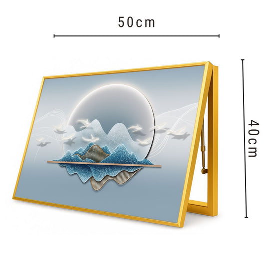 Capac tablou pentru contor electric, Naimeed D7228, mascare tablou electric, design modern si elegant, 40x50x3,8cm, rama aurie