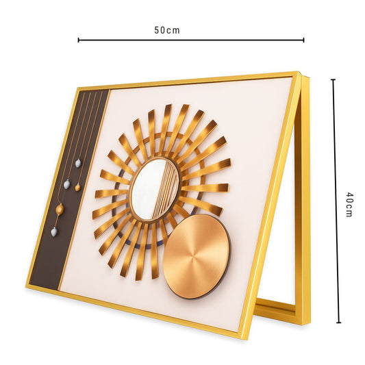 Capac tablou pentru contor electric, Naimeed D7230, mascare tablou electric, design modern si elegant, 40x50x3,8cm, rama aurie