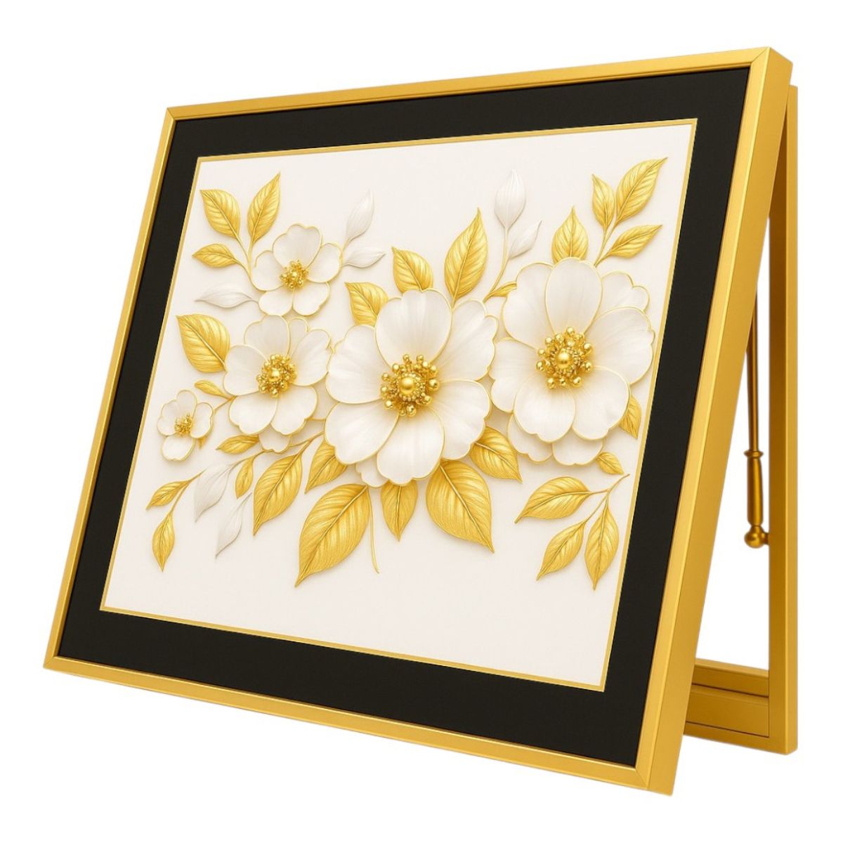 Capac tablou pentru contor electric, Naimeed D7265, mascare tablou electric, design modern si elegant, 40x50x4cm, rama aurie