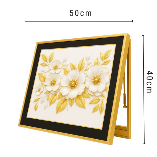 Capac tablou pentru contor electric, Naimeed D7265, mascare tablou electric, design modern si elegant, 40x50x4cm, rama aurie