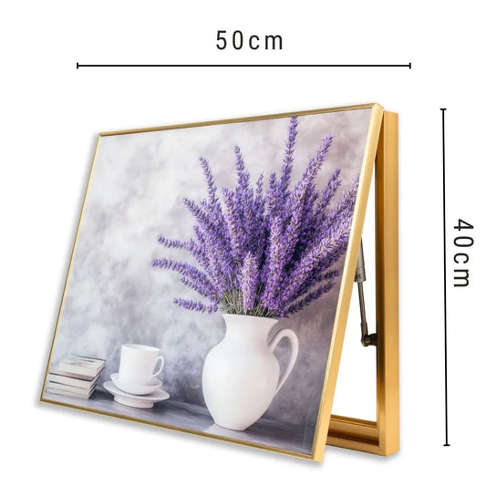 Capac tablou pentru contor electric, Naimeed D7266, mascare tablou electric, design modern si elegant, 40x50x4cm, rama aurie - 221.ro