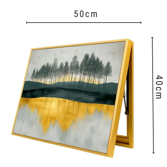 Capac tablou pentru contor electric, Naimeed D7236, mascare tablou electric, design modern si elegant, 40x50x3,8cm, rama aurie - 221.ro
