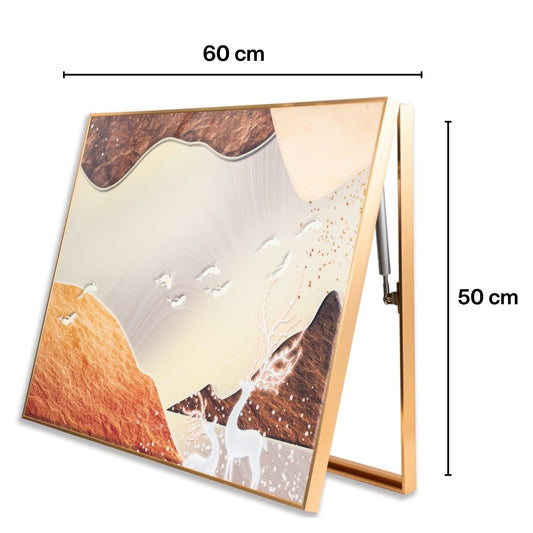 Capac tablou pentru contor electric, Naimeed D7248, mascare tablou electric, design modern si elegant, 50x60x3,8cm, rama aurie